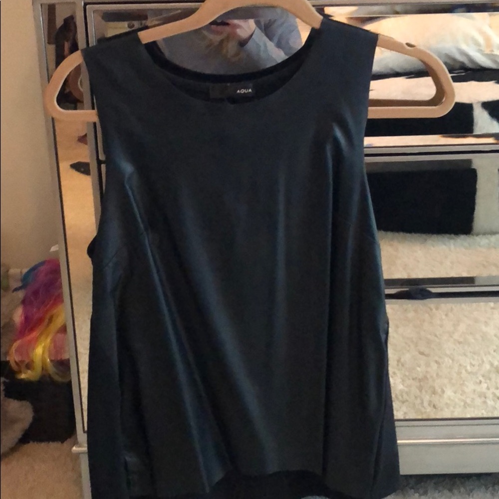 Aqua Leather and Cotton Tank top